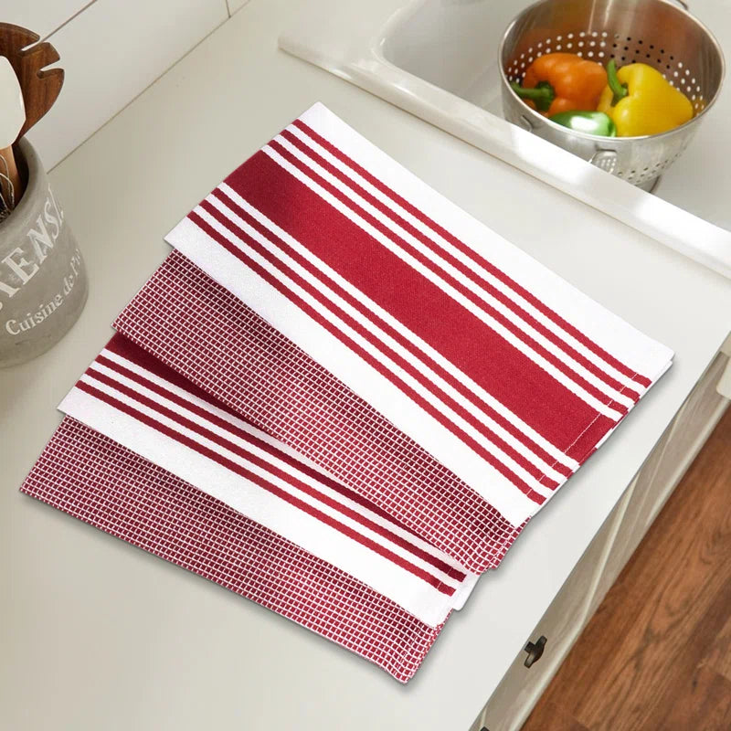 Cotton Stripe Waffle Dish Towel Kitchen Towel