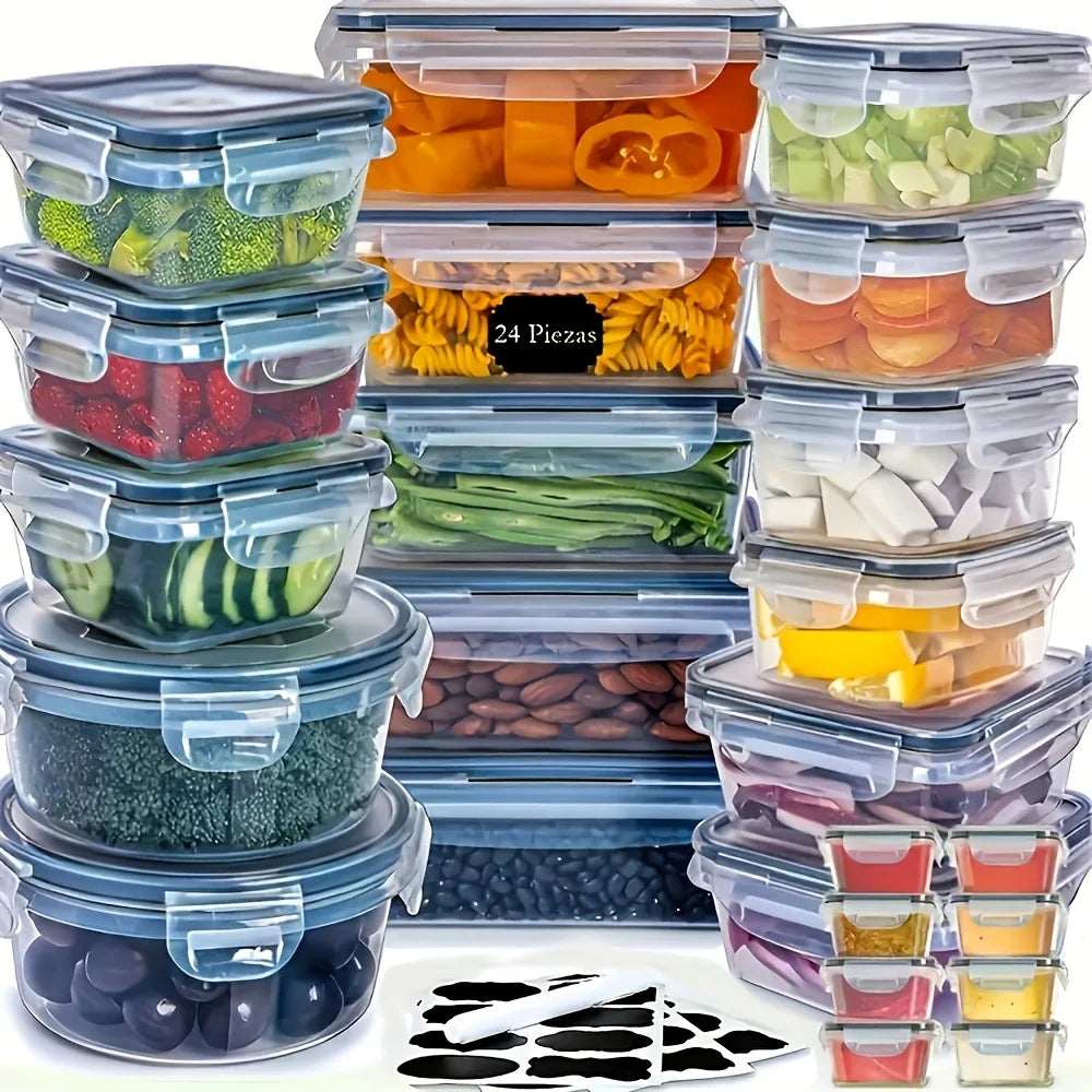 48PCS Bpa-Free Food Storage Set – 24 Airtight Containers with Lids & Labels for Kitchen, Pantry & Travel
