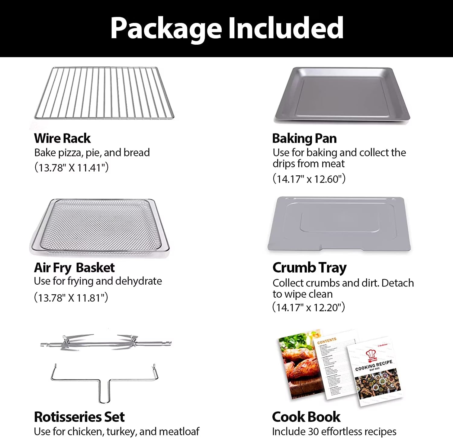 32-Qt Air Fryer Toaster Oven, 19-In-1 Convection Countertop Oven with Rotisserie & Dehydrator, 6 Accessories