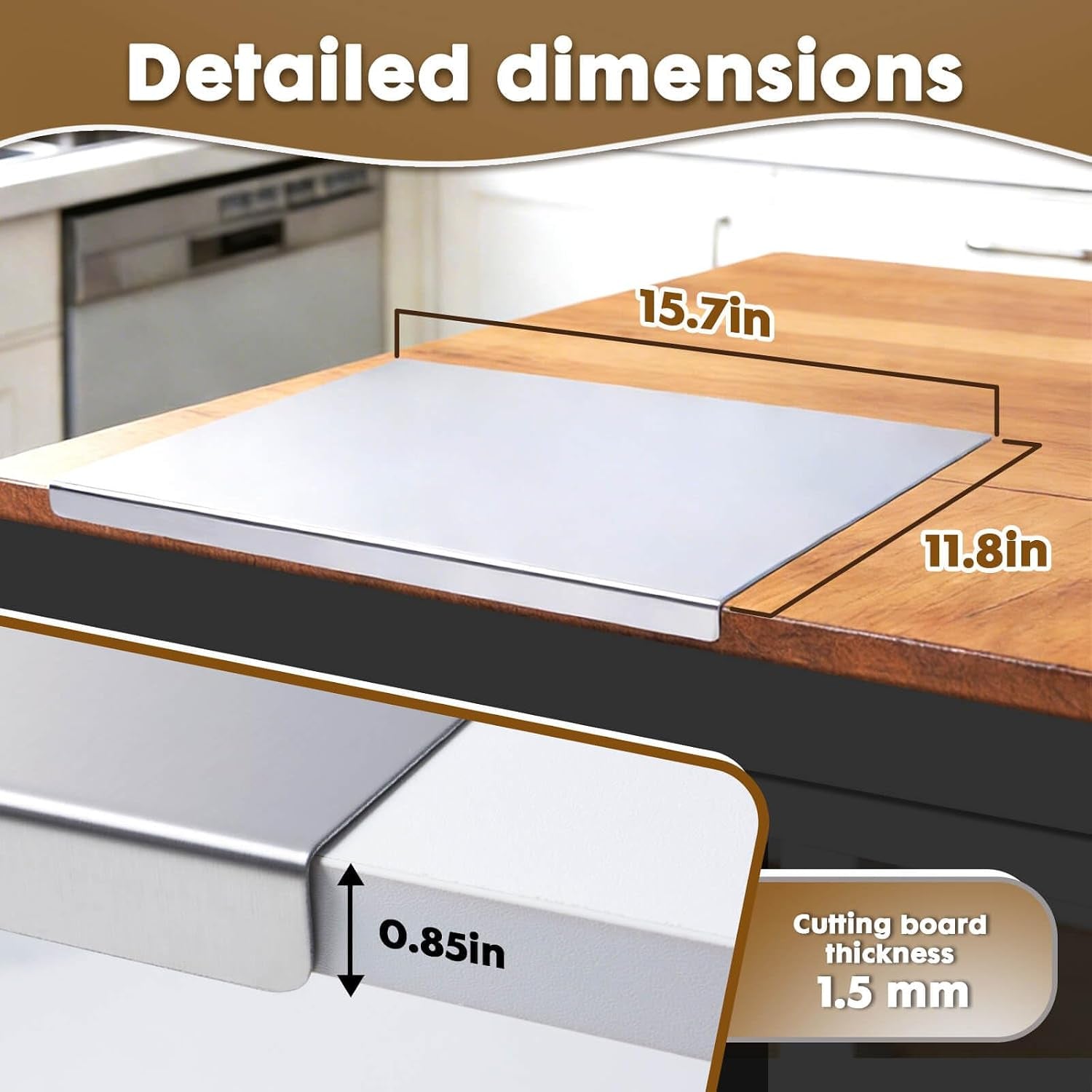 304 Stainless Steel Cutting Board, 15.7" X 11.8"