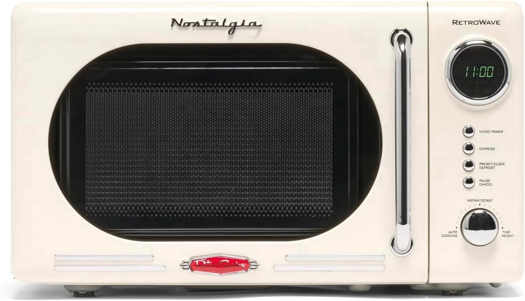 0.7 Cu Ft Retro Microwave Oven, 700W Countertop Microwave Oven with Accessory Bundle, Cream