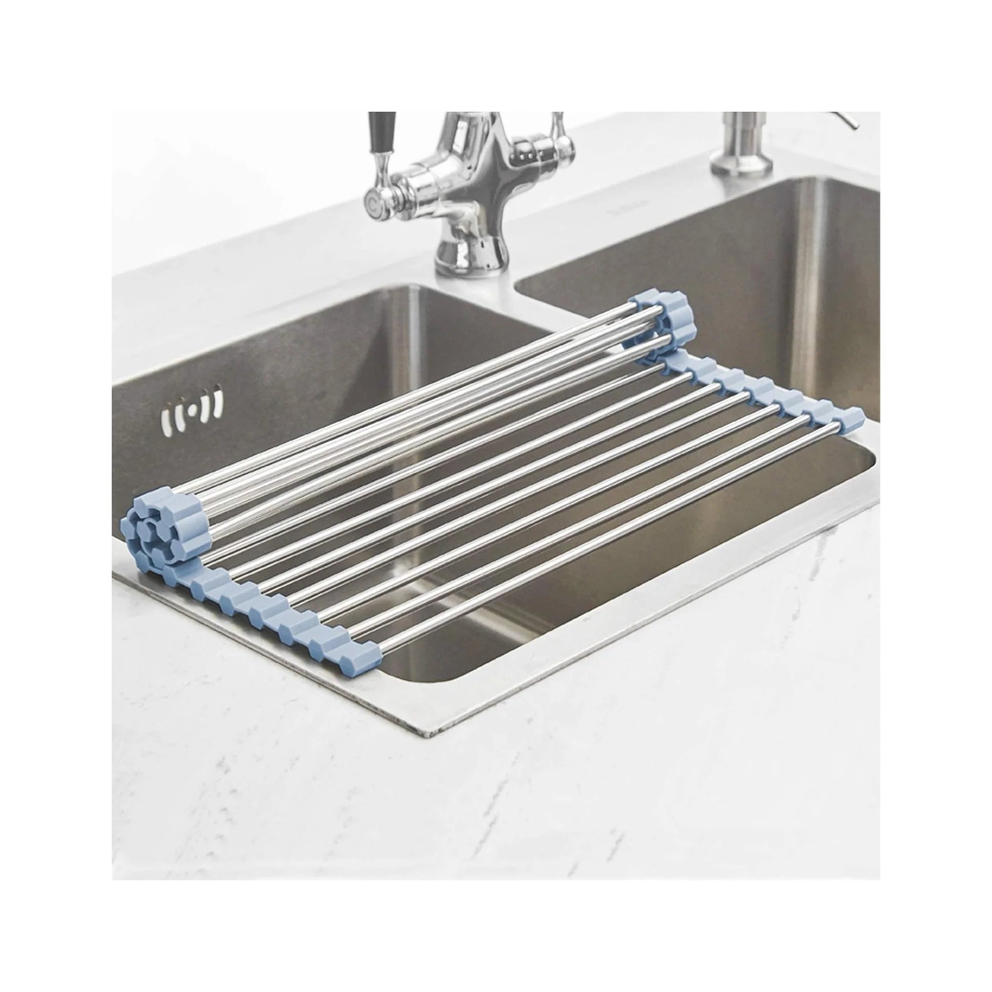 Over the Sink Dish Drying Rack, Roll up Dish Drying Rack Kitchen Dish Rack Stainless Steel Sink Drying Rack, Foldable Dish Drainer