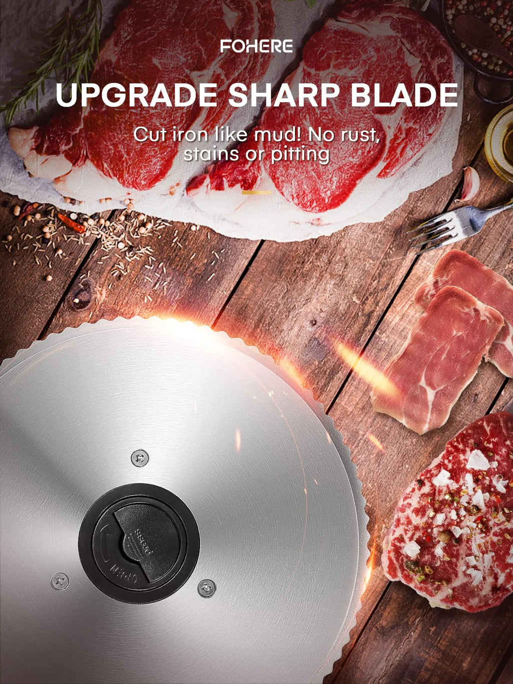 Meat Slicer Electric Deli Food Slicer with 7.5" Removable Stainless Steel Blade, Cuts Meat, Cheese, Bread, Silver