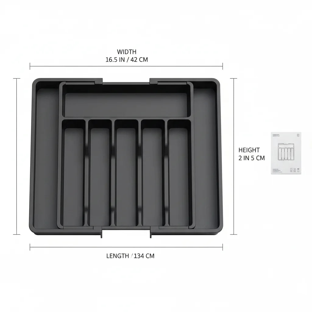 Expandable Cutlery Drawer Organizer – Adjustable Silverware Tray