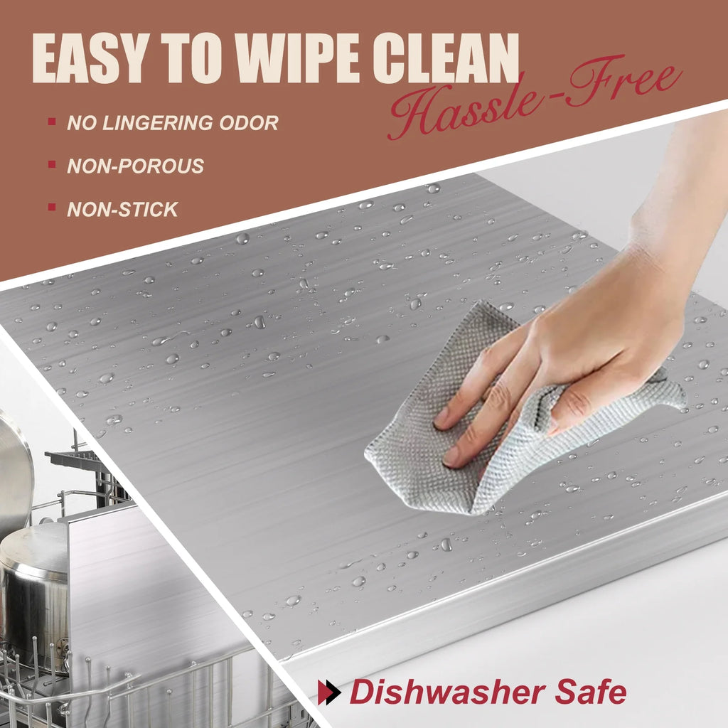 Large Stainless Steel Cutting Boards for Kitchen, Cutting Board for Meat, Fruits, Vegetables, Bread