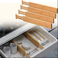 Kitchen Drawer Dividers, Adjustable Bamboo Drawer Organizer (17-22"), Expandable Utensil Organizer for Kitchen Storage, Closet, Dresser (4 Pack)