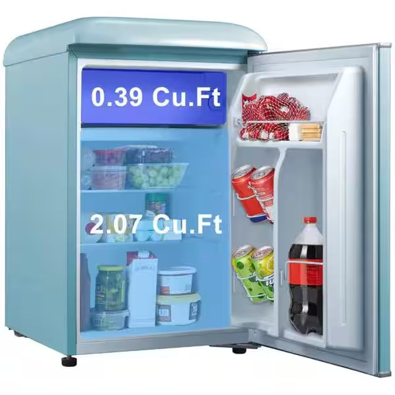 18 In. 2.5 Cu. Ft. Retro Single Door Refrigerator, Bebop Blue, Energy Star