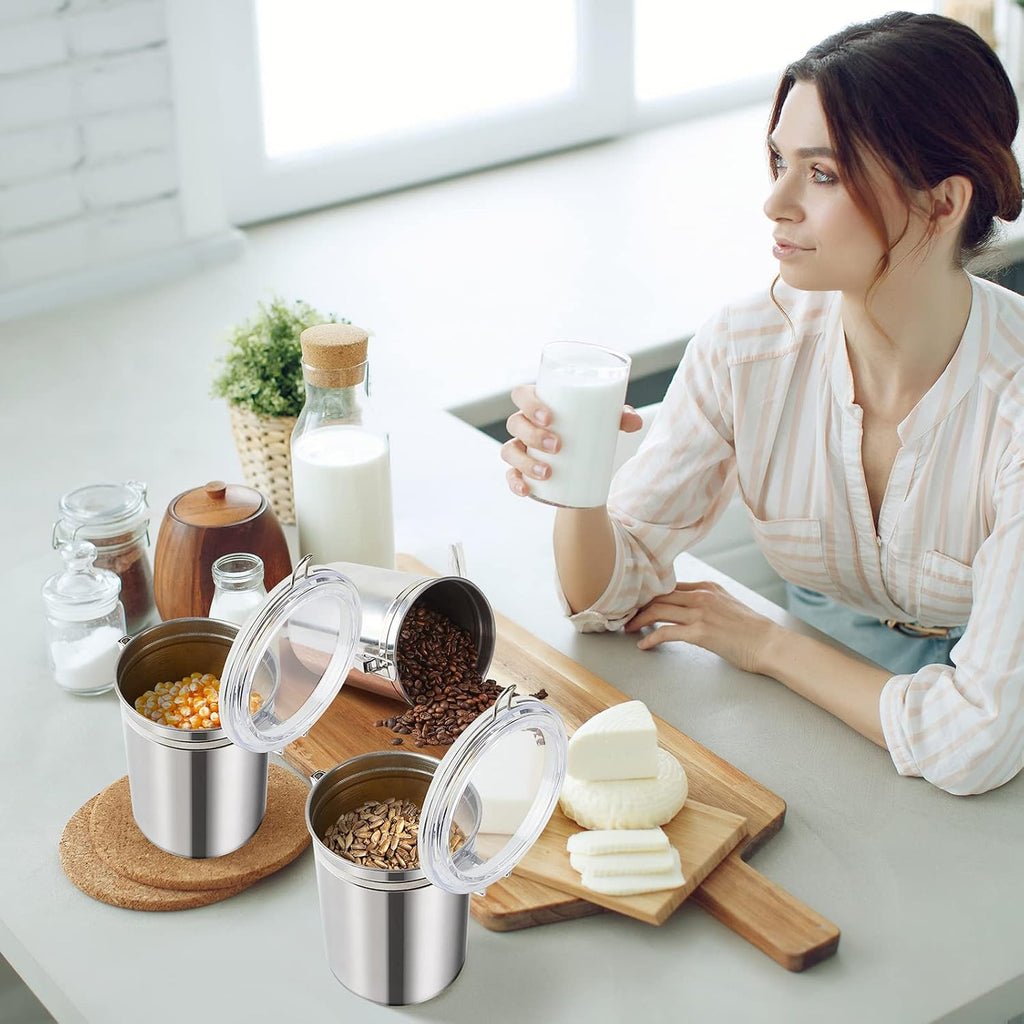 6 Pcs Stainless Steel Kitchen Canisters 62 Fl Oz
