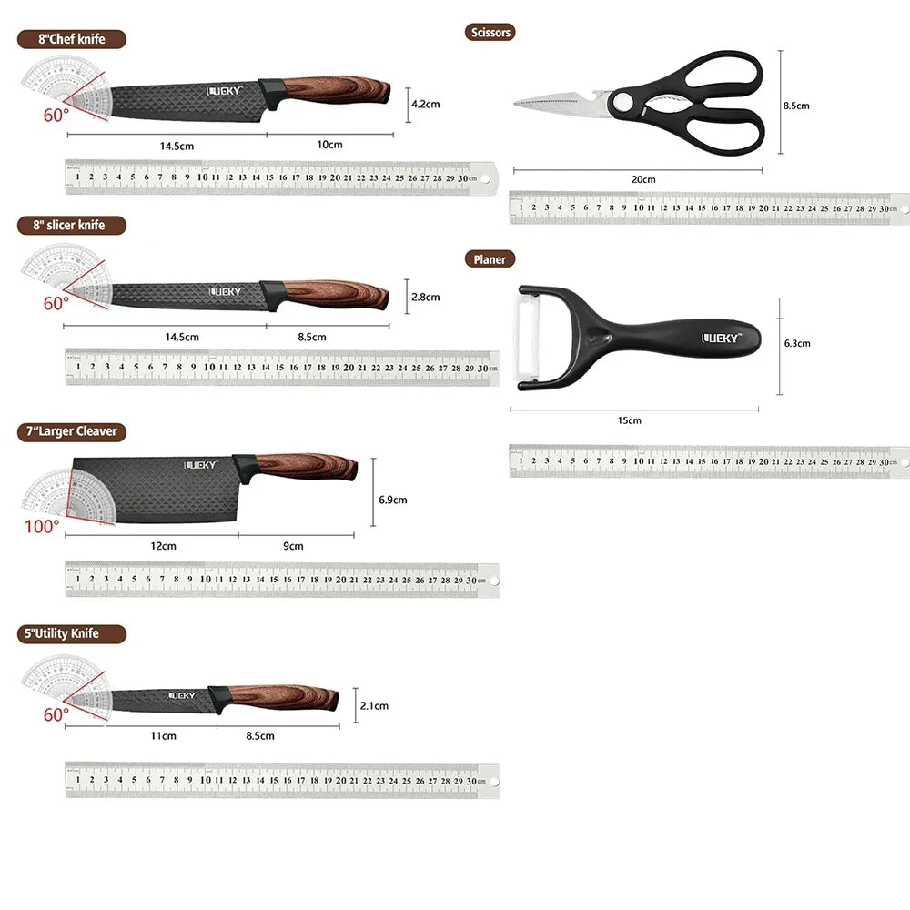 MDHAND Kitchen Knife Set Stainless Steel Knife, 6-Piece Kitchen Tool Set, Fruit Knife, Essential Cooking Tools for Restaurants