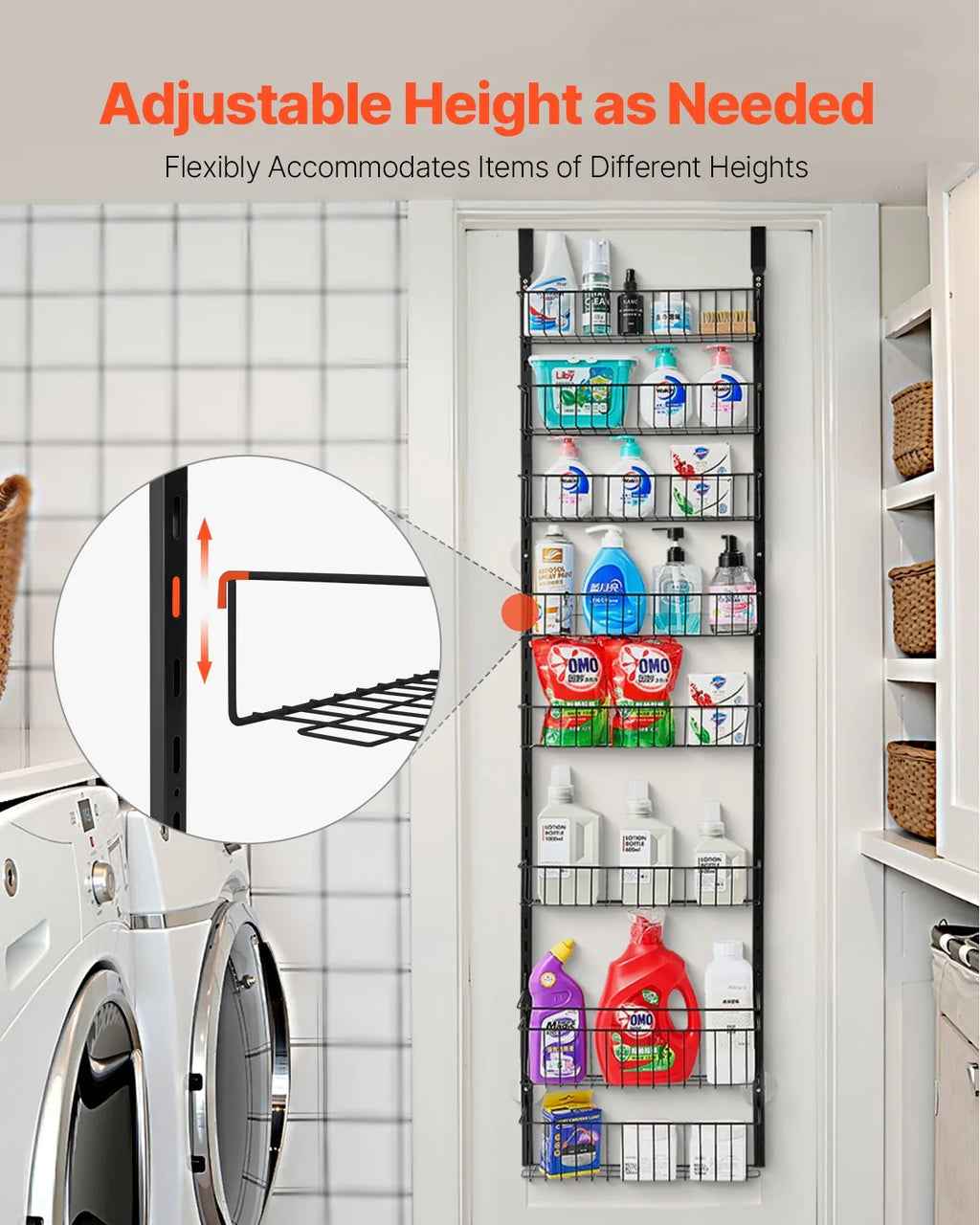 8-Tier over the Door Pantry Organizer Hanging Storage Rack Adjustable Kitchen